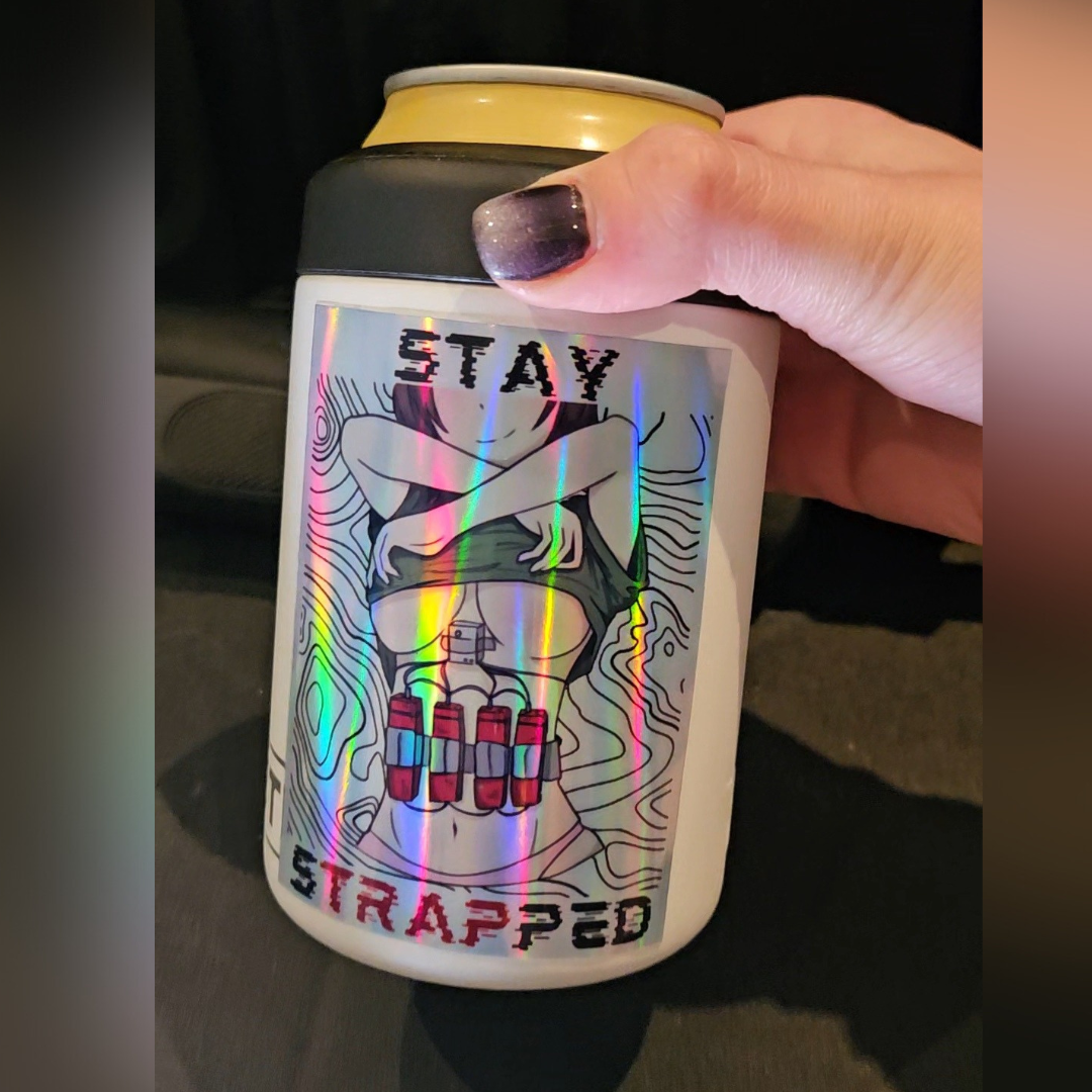 Stay Strapped 3.5" Holographic Vinyl Sticker